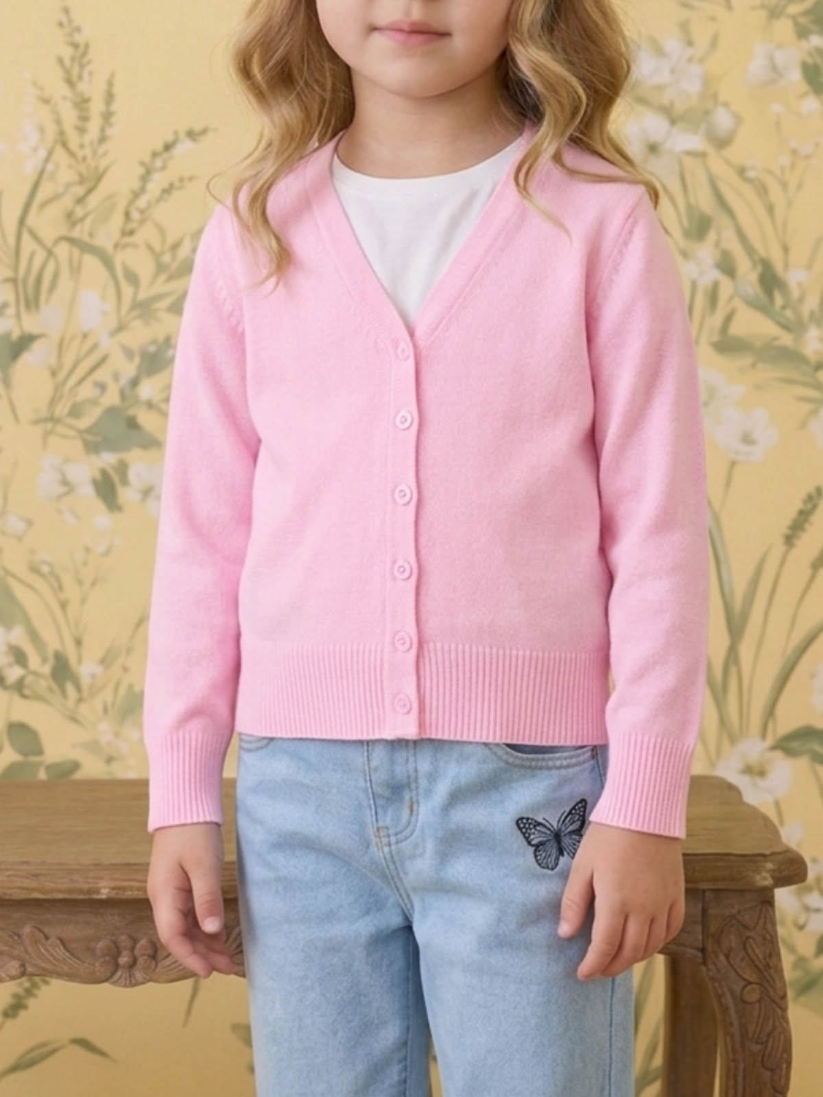 Girls Long Sleeve V neck Sweater Cardigan MK5178KID (2/4-10/12)