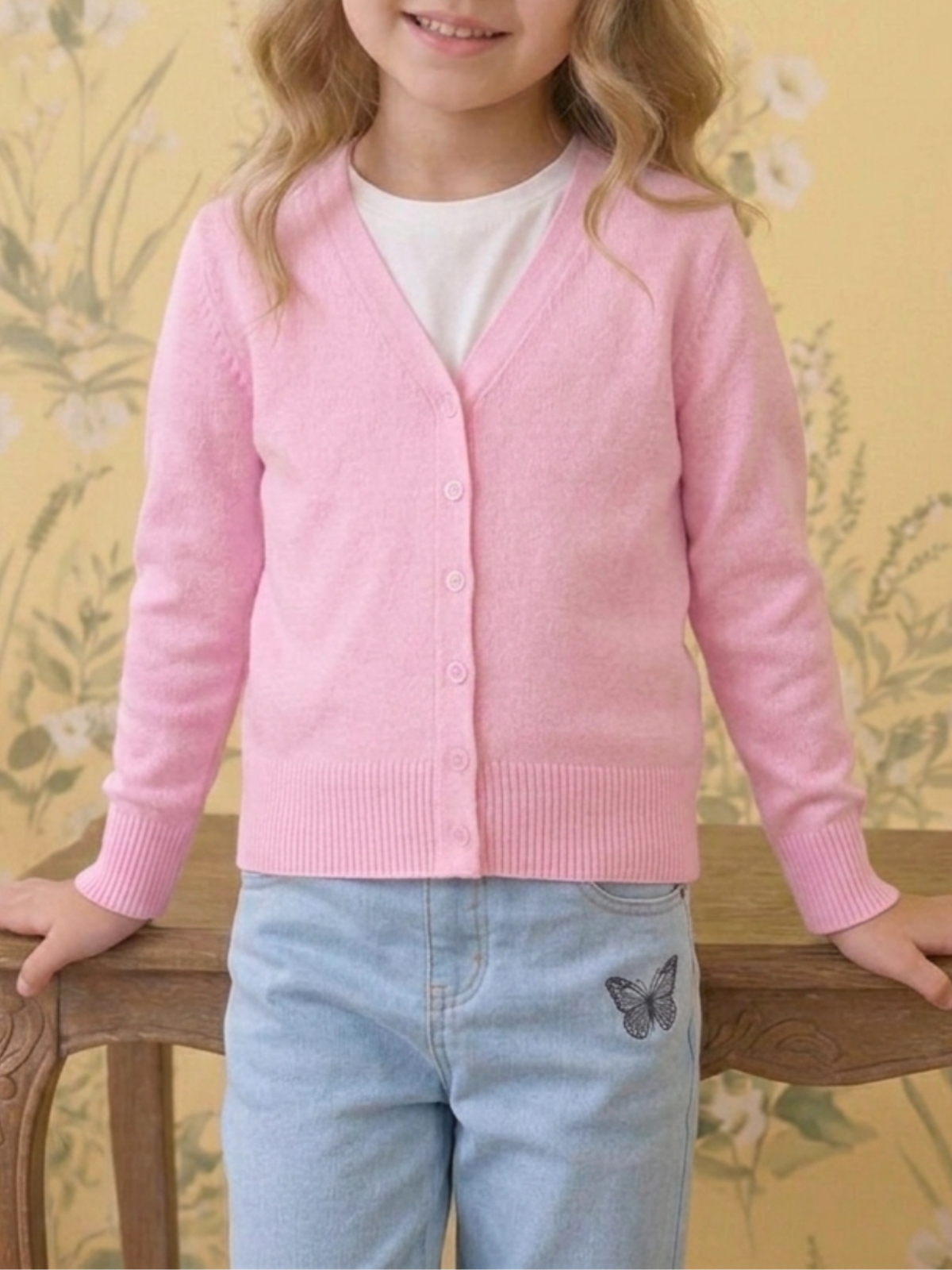 Girls Long Sleeve V neck Sweater Cardigan MK5178KID (2/4-10/12)