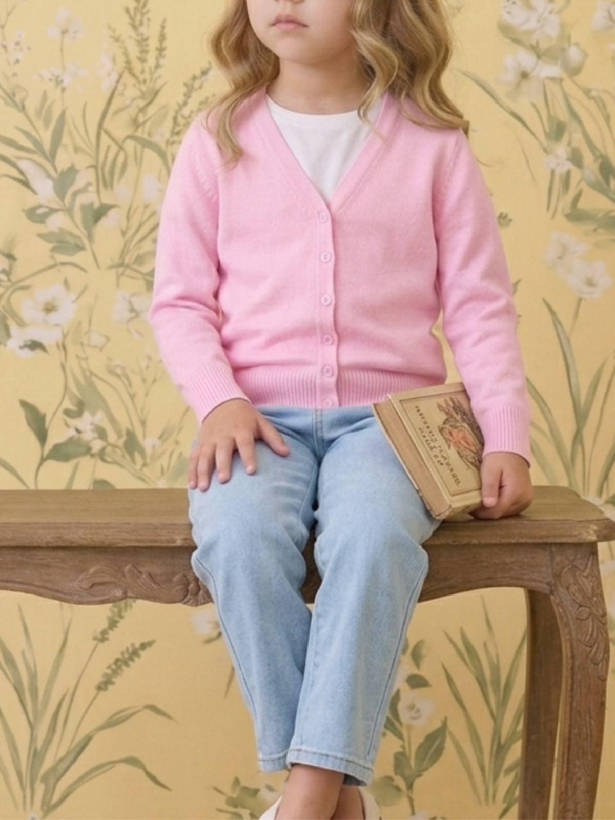 Girls Long Sleeve V neck Sweater Cardigan MK5178KID (2/4-10/12)