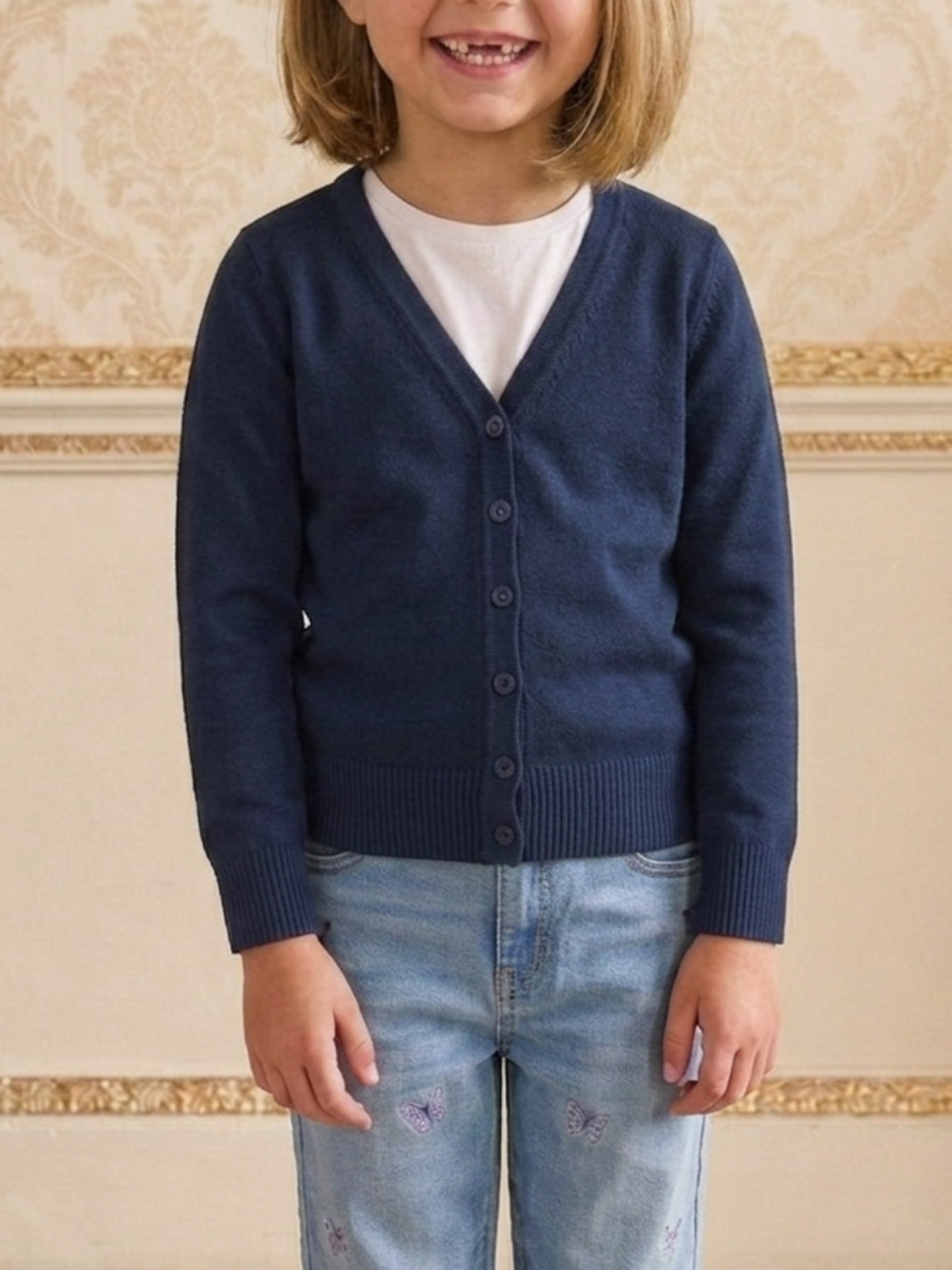Girls Long Sleeve V neck Sweater Cardigan MK5178KID (2/4-10/12)