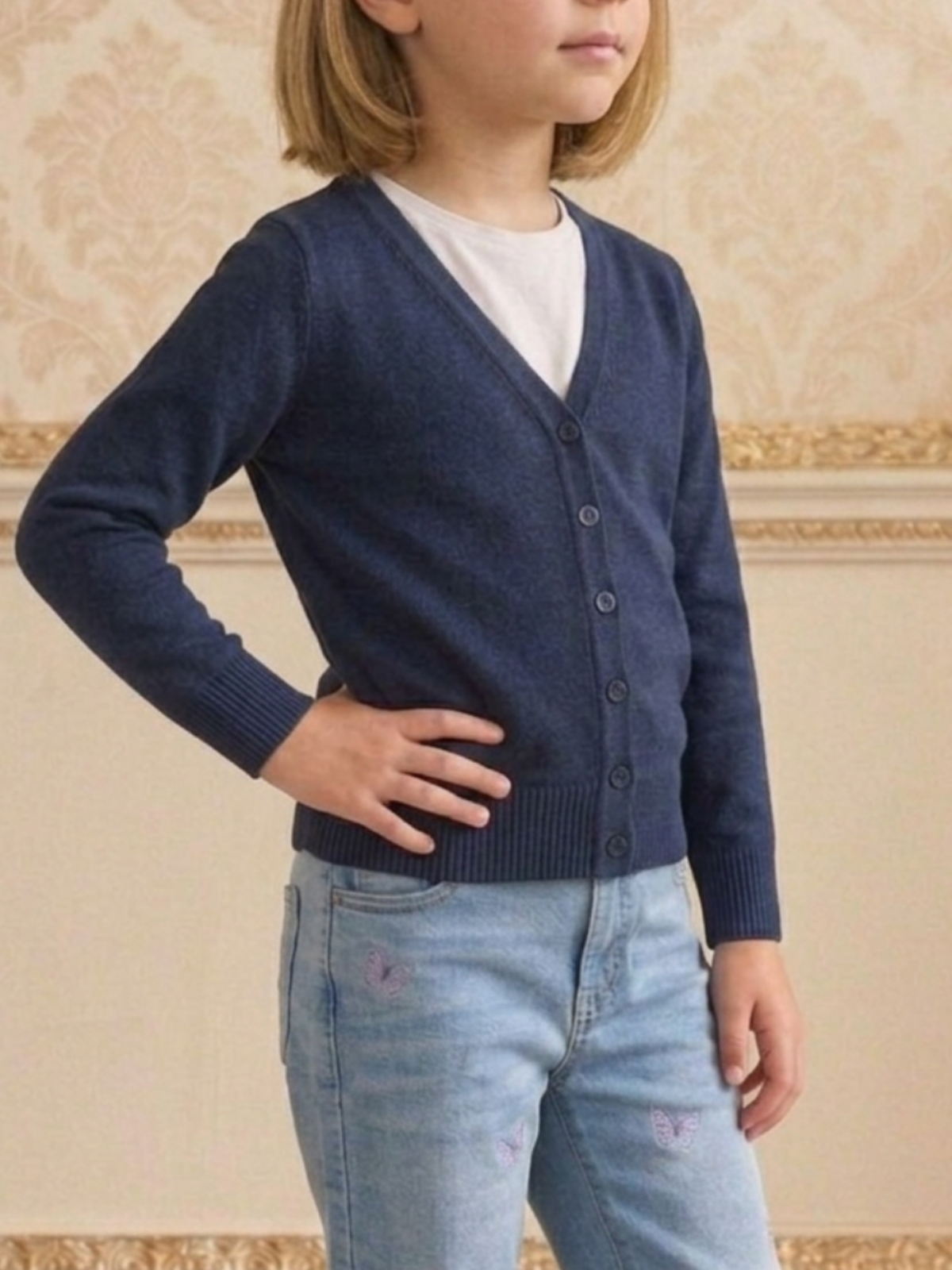 Girls Long Sleeve V neck Sweater Cardigan MK5178KID (2/4-10/12)