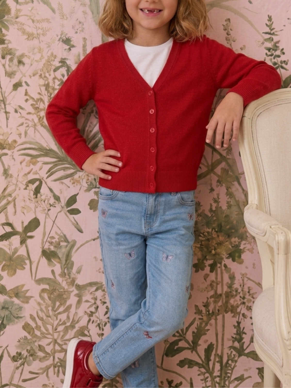 Girls Long Sleeve V neck Sweater Cardigan MK5178KID (2/4-10/12)