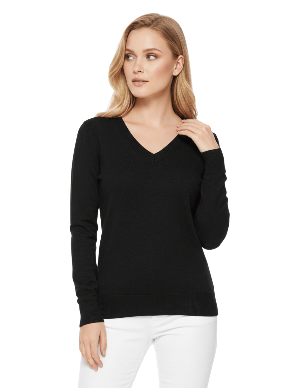 Long Sleeve V-Neck Soft Lightweight Knit Sweater Pullover MK5501 (S-XL)