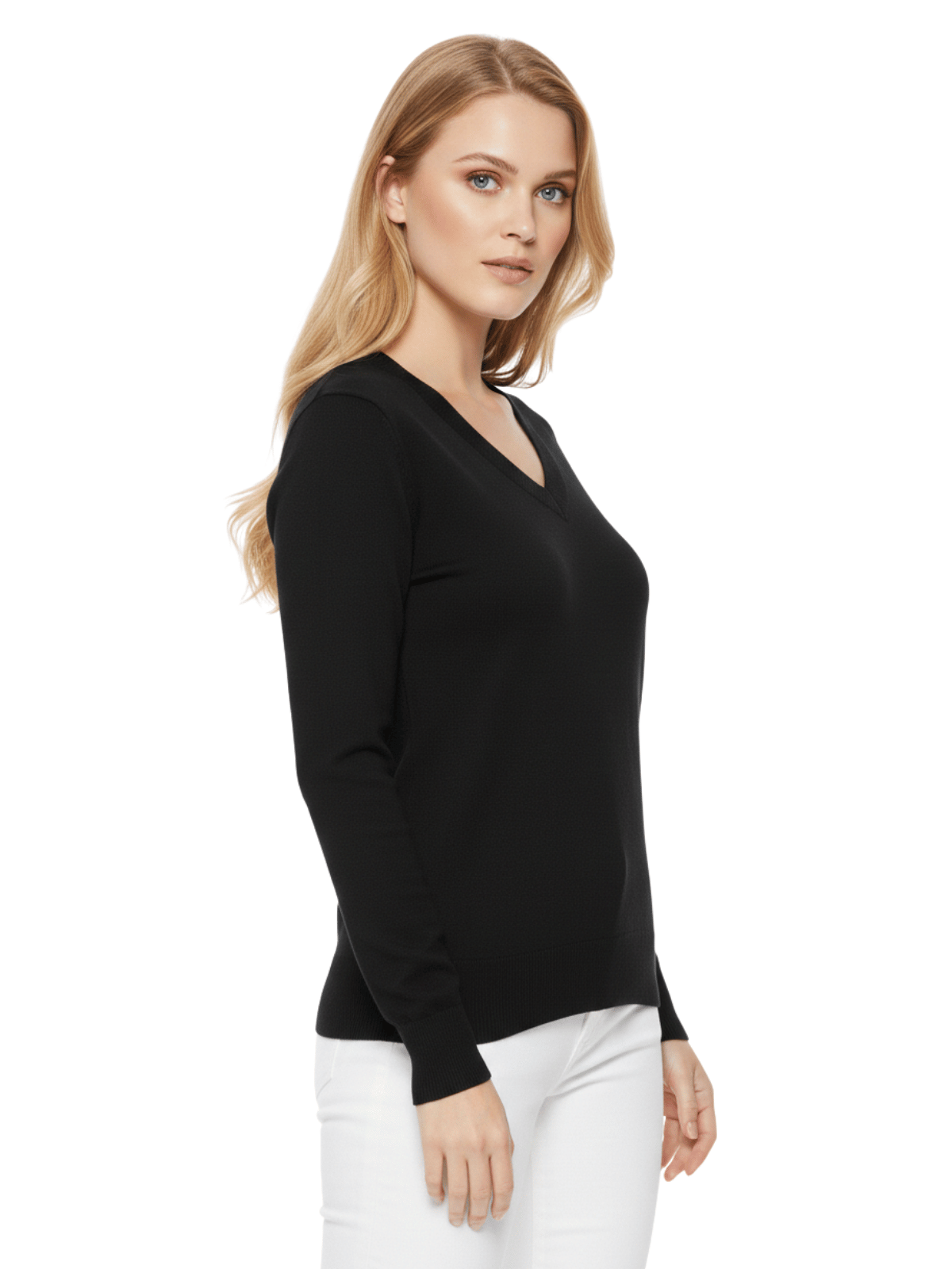 Long Sleeve V-Neck Soft Lightweight Knit Sweater Pullover MK5501 (S-XL)