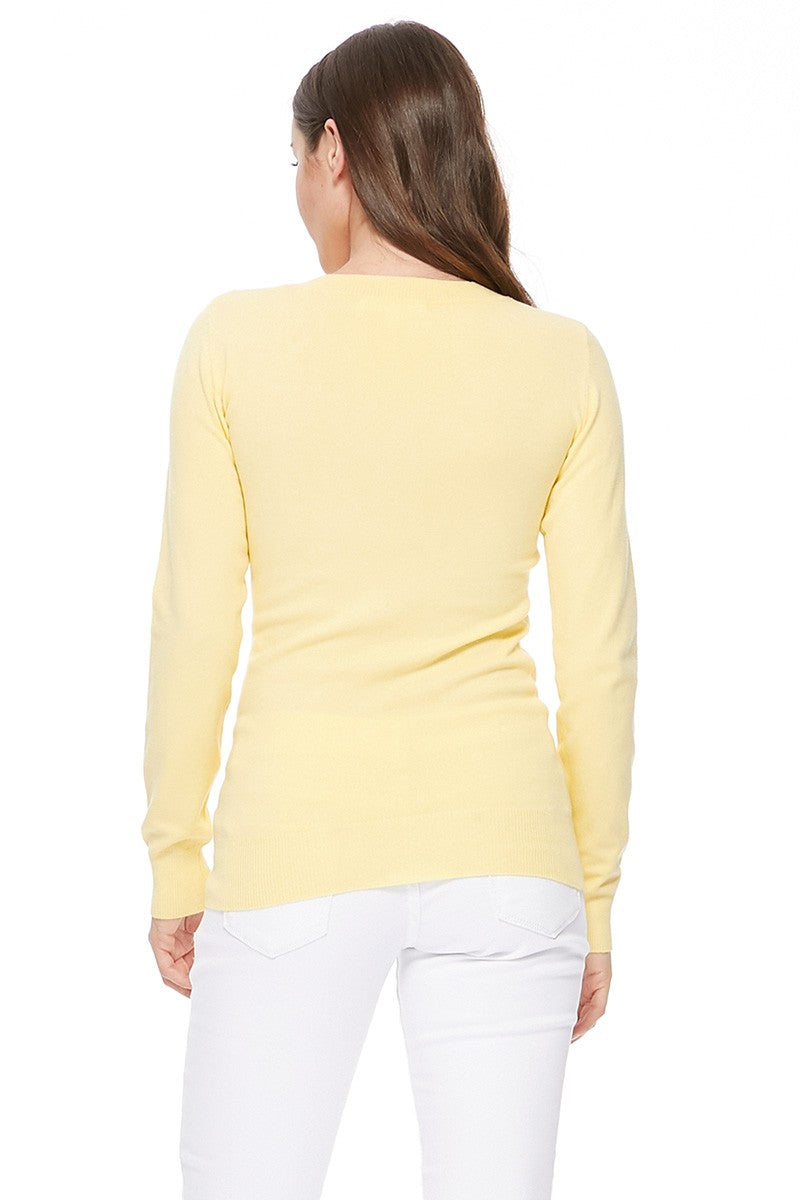Long Sleeve V-Neck Soft Lightweight Knit Sweater Pullover MK5501 (S-XL)