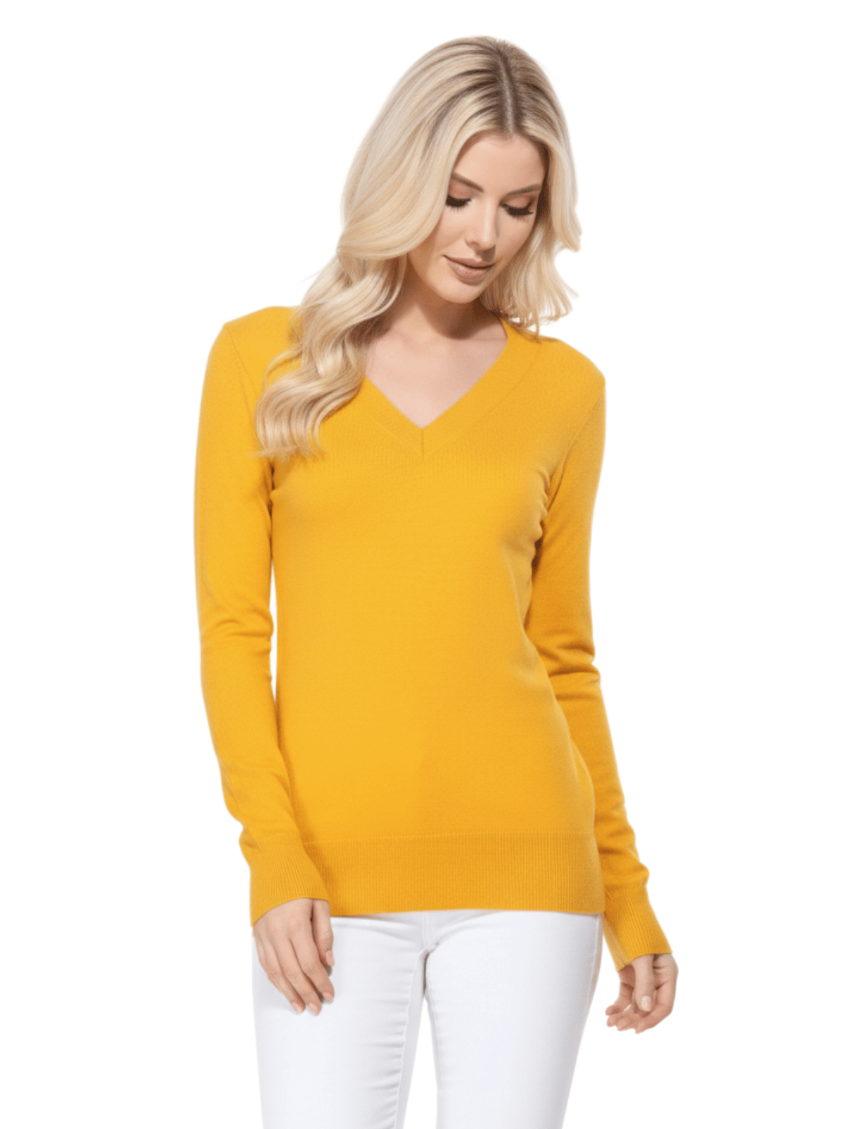 Long Sleeve V-Neck Soft Lightweight Knit Sweater Pullover MK5501 (S-XL)