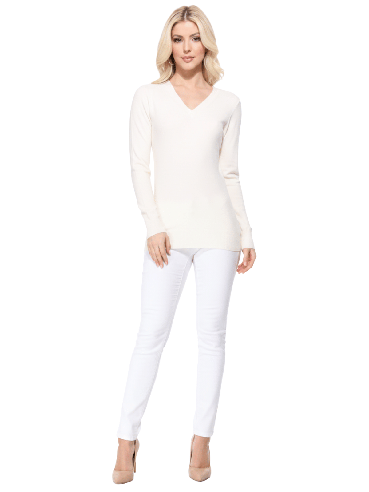 Long Sleeve V-Neck Soft Lightweight Knit Sweater Pullover MK5501 (S-XL)
