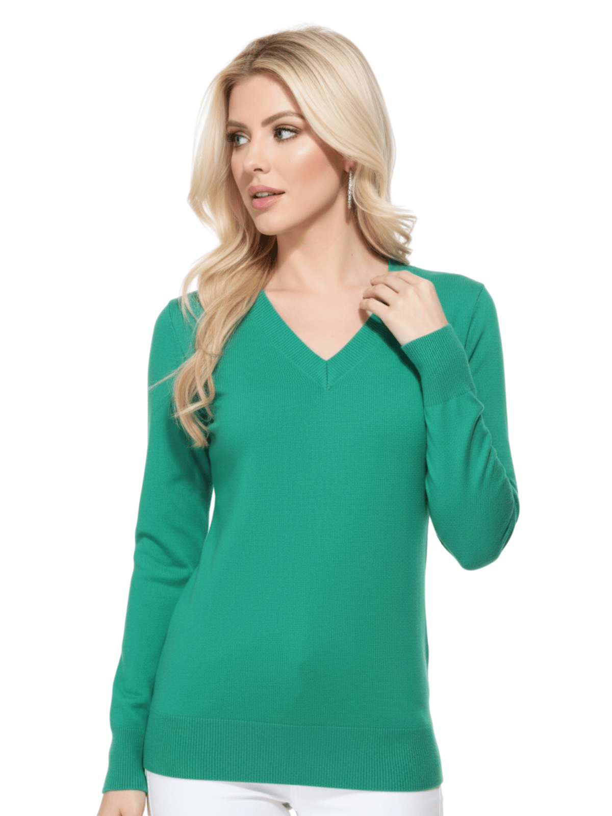 Long Sleeve V-Neck Soft Lightweight Knit Sweater Pullover MK5501 (S-XL)
