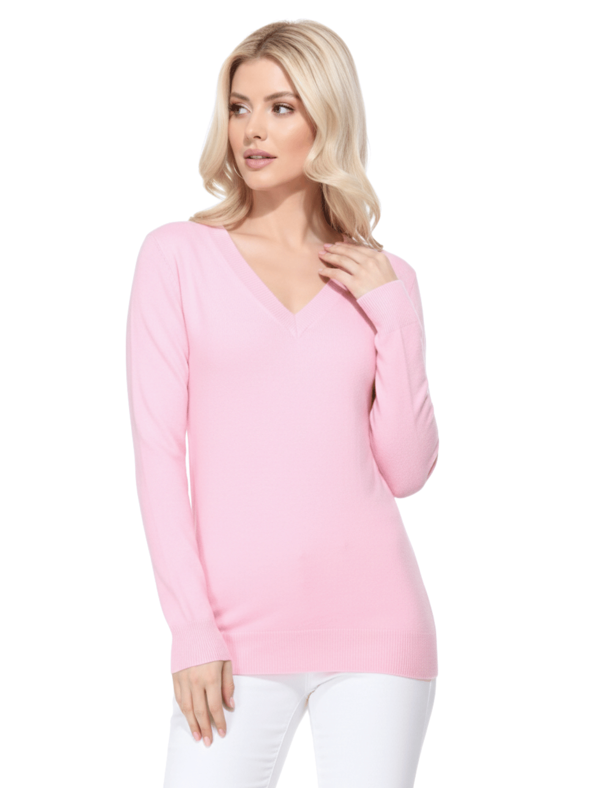Long Sleeve V-Neck Soft Lightweight Knit Sweater Pullover MK5501 (S-XL)