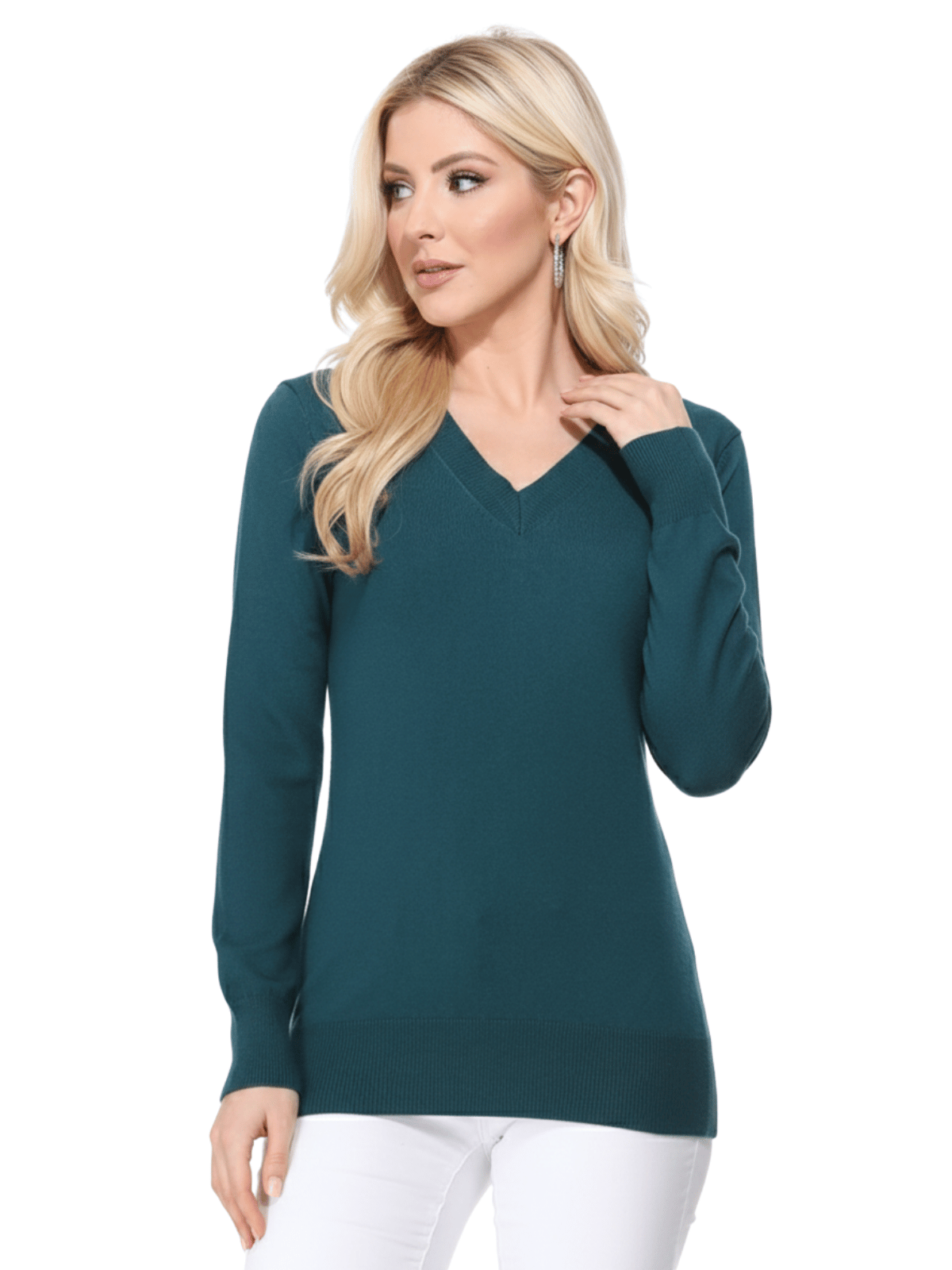 Long Sleeve V-Neck Soft Lightweight Knit Sweater Pullover MK5501 (S-XL)