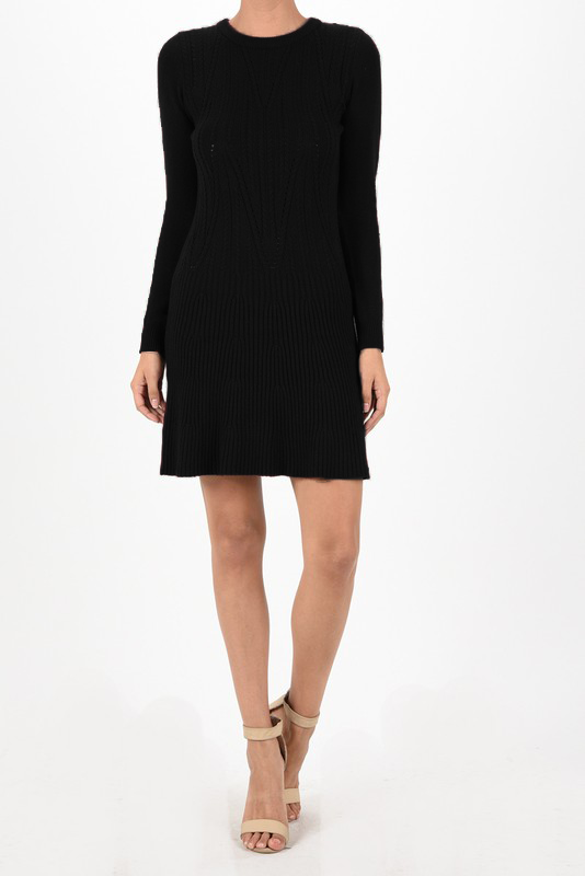 Sexy Cable and Ribbed Knit Stretch Sweater Dress MK6016 (S-L)