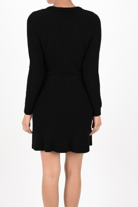 Sexy Cable and Ribbed Knit Stretch Sweater Dress MK6016 (S-L)