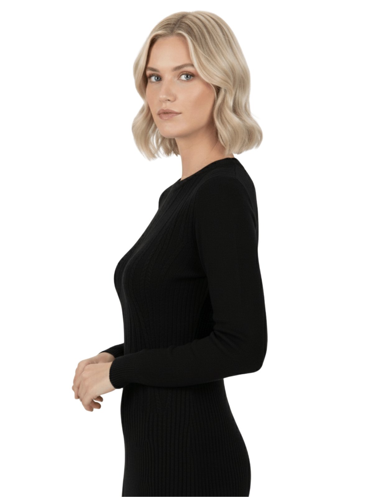 Sexy Cable and Ribbed Knit Stretch Sweater Dress MK6016 (S-L)