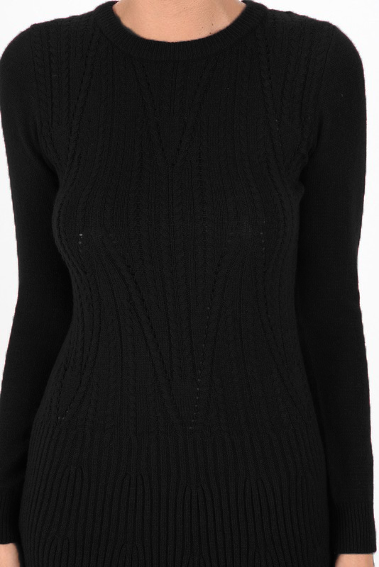 Sexy Cable and Ribbed Knit Stretch Sweater Dress MK6016 (S-L)