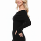 Off Shoulder Long Sleeve Slim Fit Midi Knit Dress MK6022 (S-L)