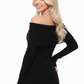 Off Shoulder Long Sleeve Slim Fit Midi Knit Dress MK6022 (S-L)