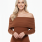Off Shoulder Long Sleeve Slim Fit Midi Knit Dress MK6022 (S-L)