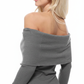 Off Shoulder Long Sleeve Slim Fit Midi Knit Dress MK6022 (S-L)