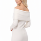Off Shoulder Long Sleeve Slim Fit Midi Knit Dress MK6022 (S-L)