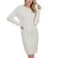Loose Fit Knee Length Heavy Cable Knitted Dress MK6026 (S-L)
