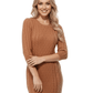 Round Neck Cable Knit Long Sleeve Sweater Dres MK8002 (S-L)