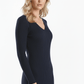V-Neck Sheer Ribbed Knit Long Sleeve Sweater Dress MK8007 (S-L)