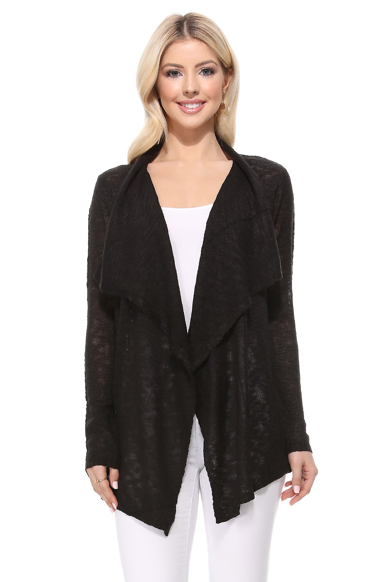 Long Sleeve Soft Sheer Slub Open Front Summer Cardigan MK8080 (S-L)