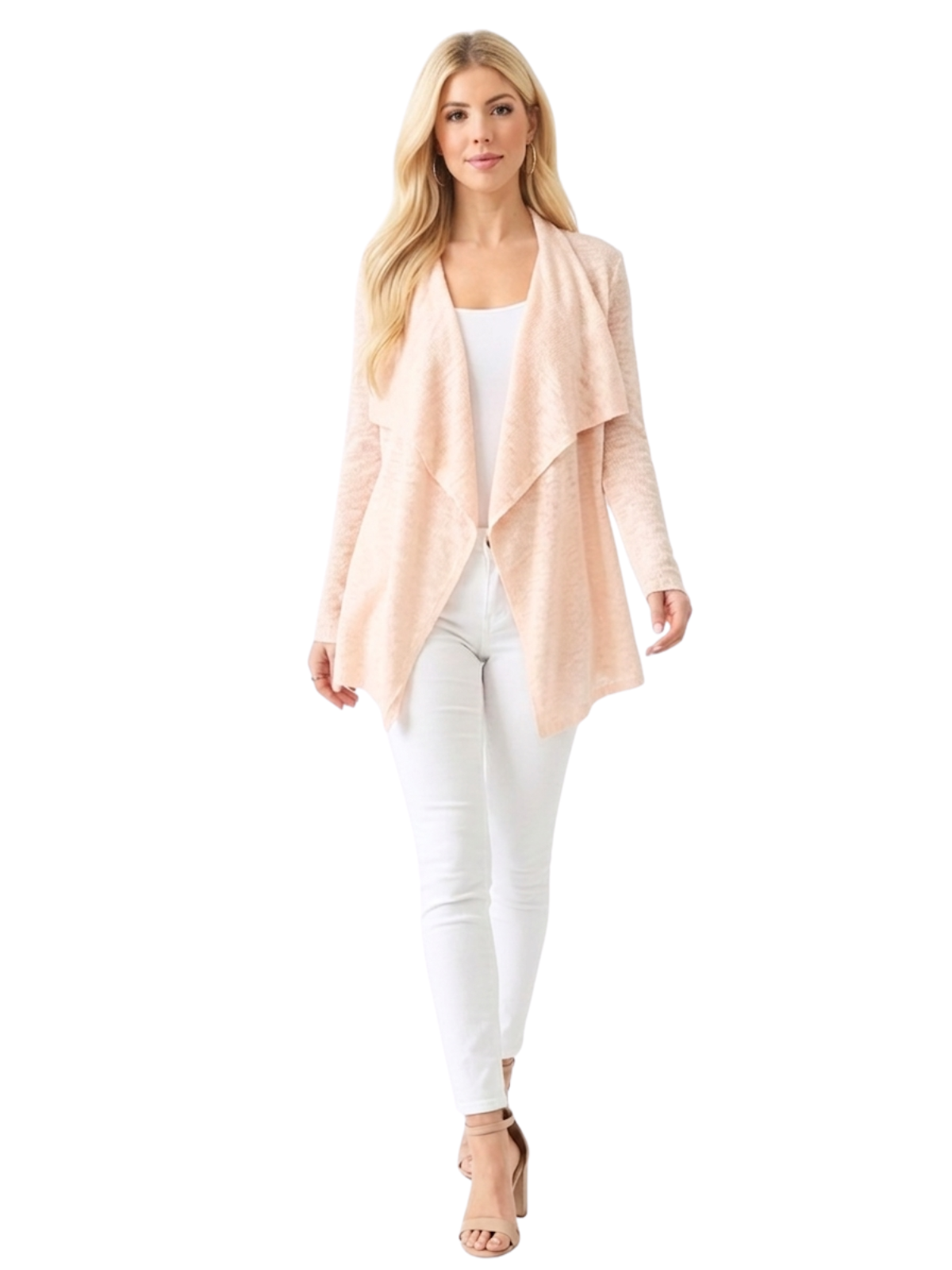 Long Sleeve Soft Sheer Slub Open Front Summer Cardigan MK8080 (S-L)