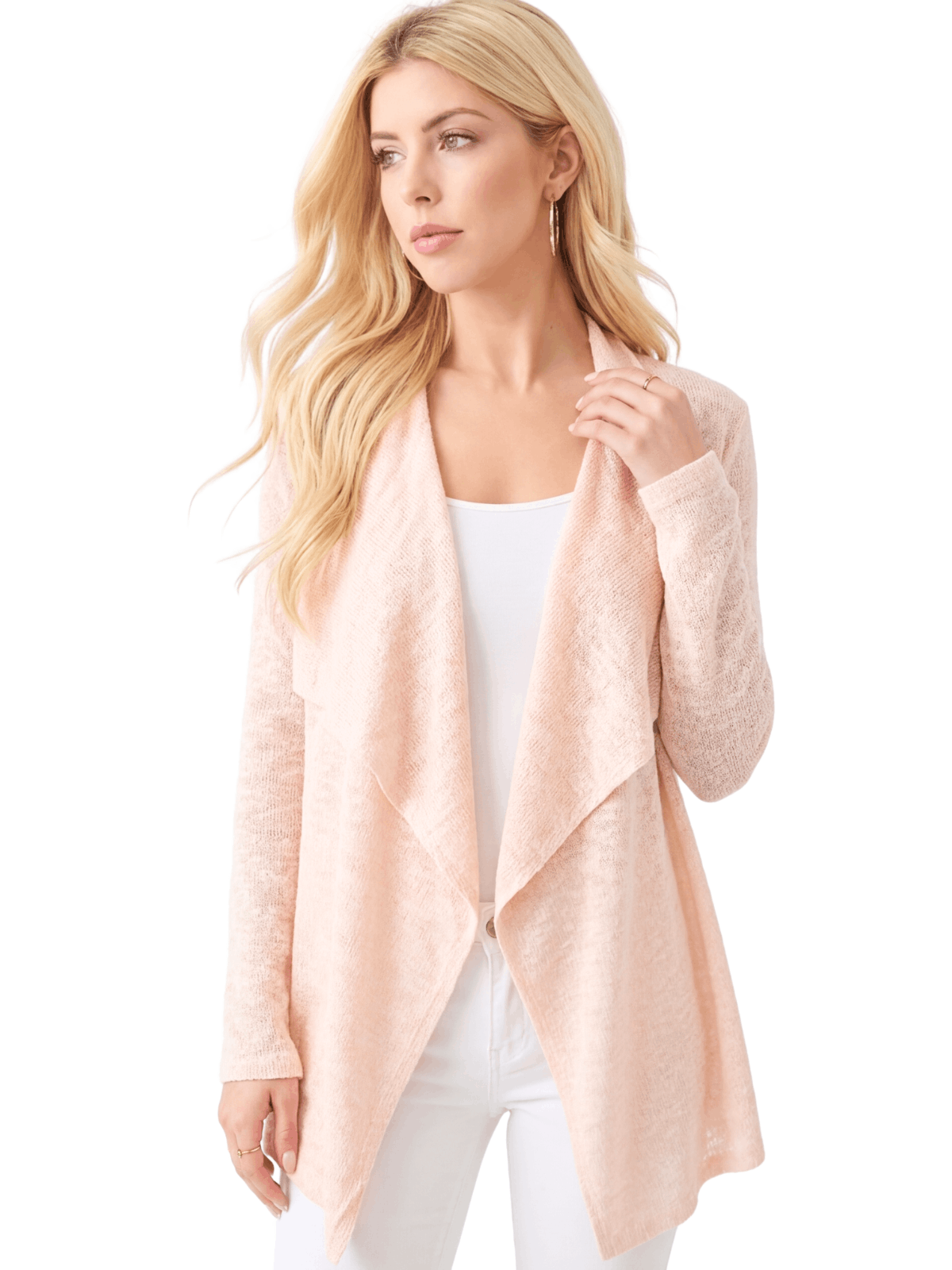 Long Sleeve Soft Sheer Slub Open Front Summer Cardigan MK8080 (S-L)