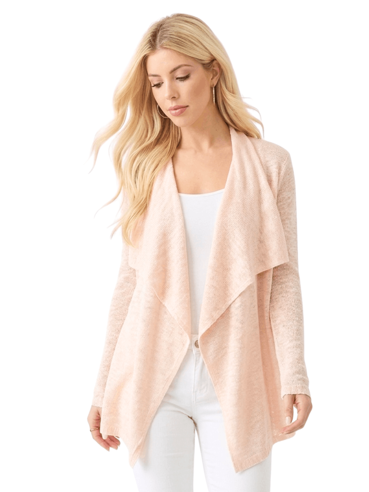 Long Sleeve Soft Sheer Slub Open Front Summer Cardigan MK8080 (S-L)