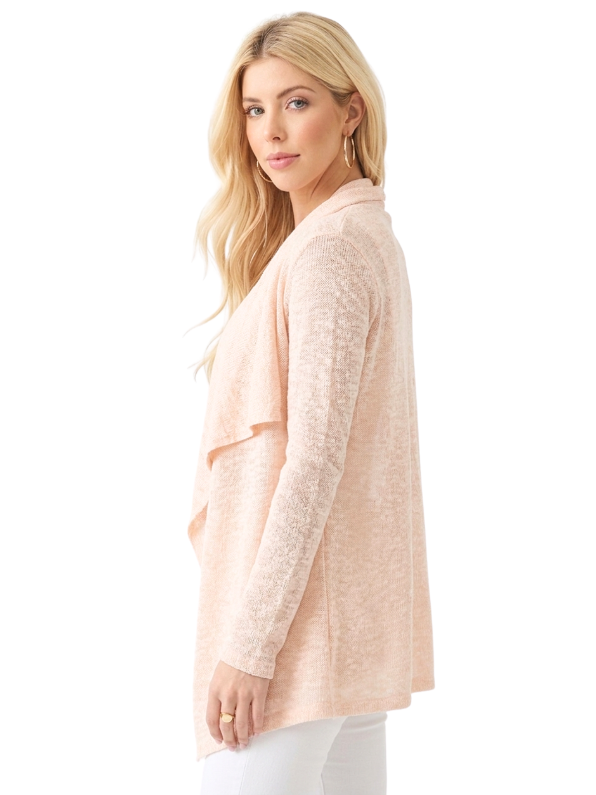 Long Sleeve Soft Sheer Slub Open Front Summer Cardigan MK8080 (S-L)