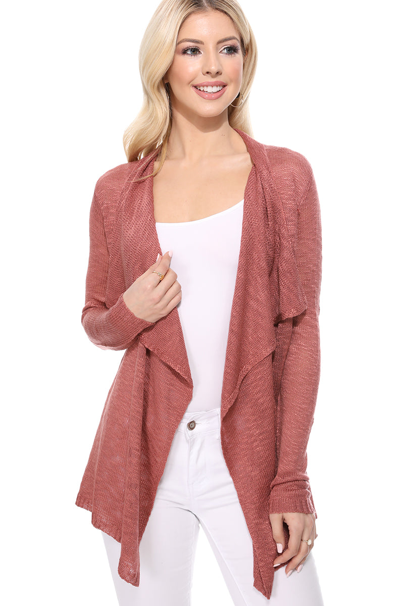 Long Sleeve Soft Sheer Slub Open Front Summer Cardigan MK8080 (S-L)