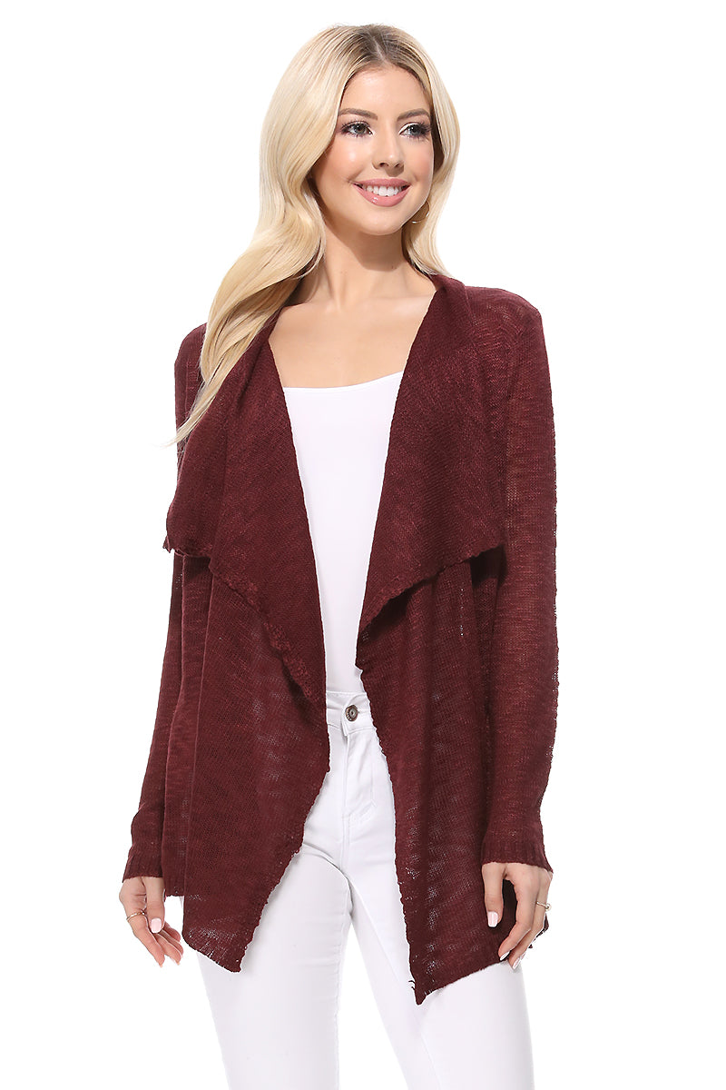 Long Sleeve Soft Sheer Slub Open Front Summer Cardigan MK8080 (S-L)