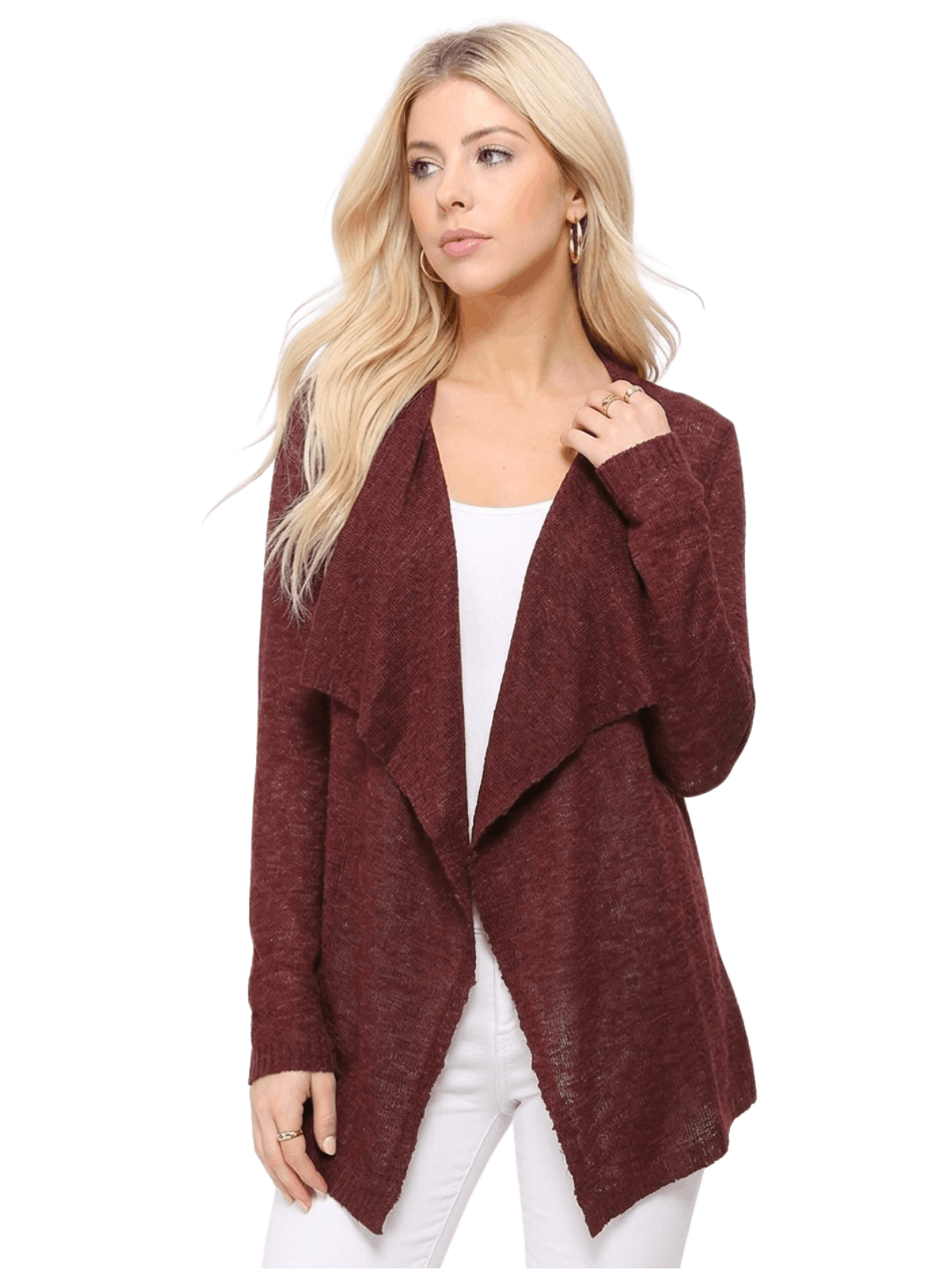 Long Sleeve Soft Sheer Slub Open Front Summer Cardigan MK8080 (S-L)