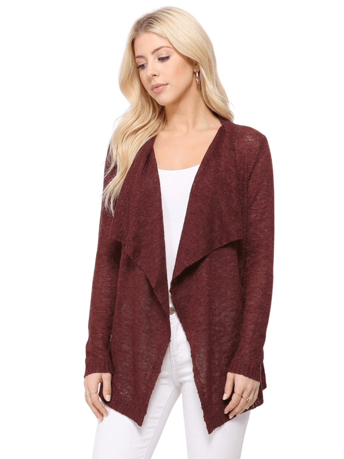 Long Sleeve Soft Sheer Slub Open Front Summer Cardigan MK8080 (S-L)
