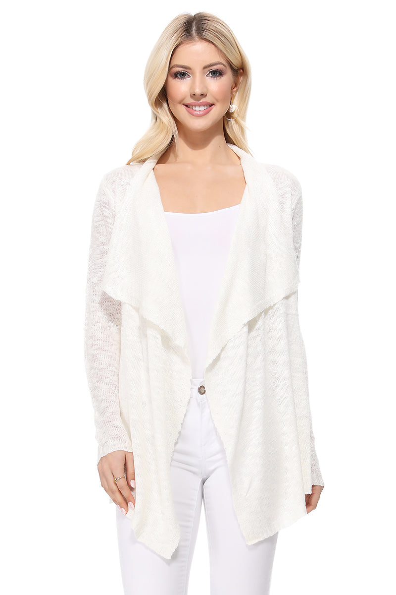 Long Sleeve Soft Sheer Slub Open Front Summer Cardigan MK8080 (S-L)