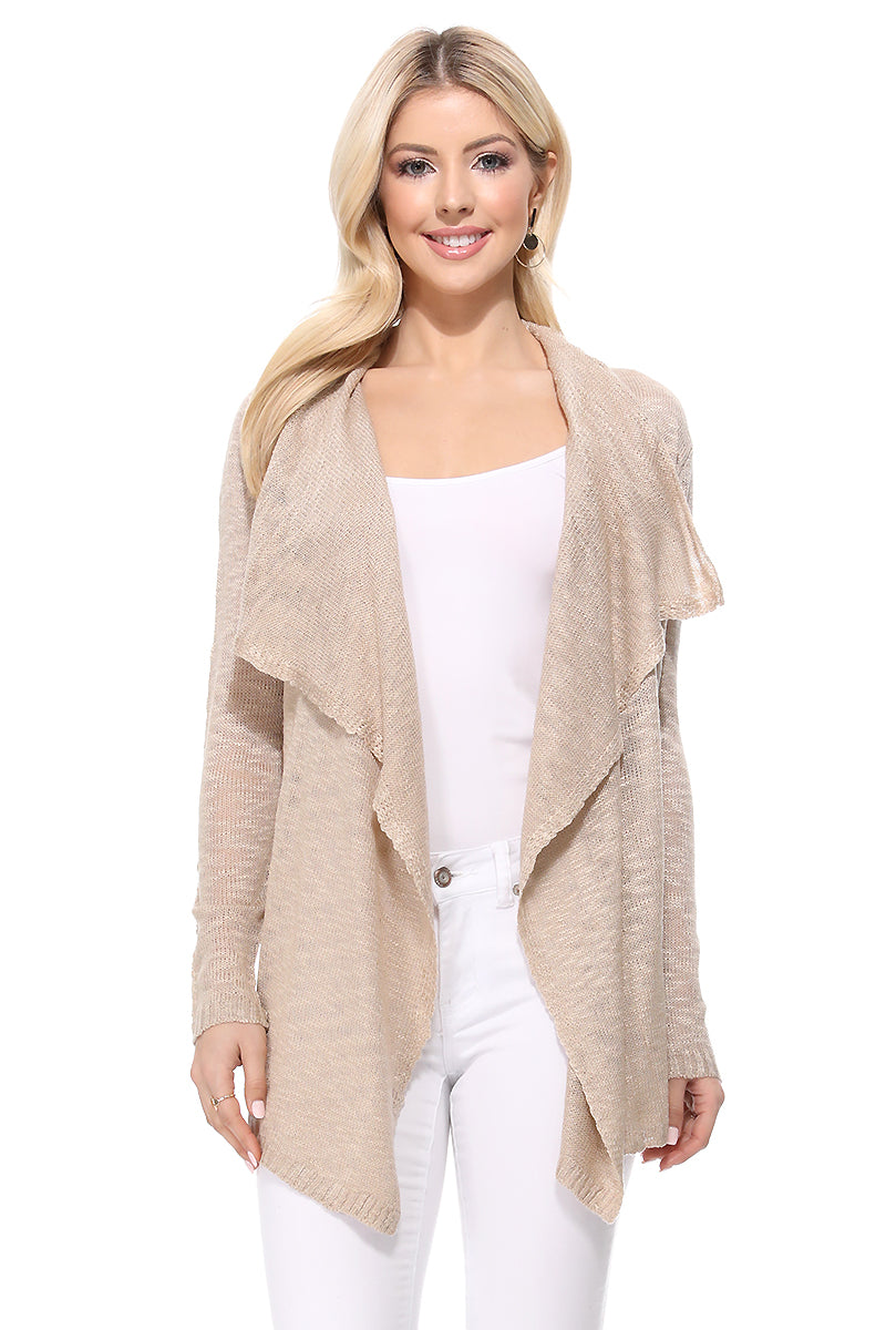 Long Sleeve Soft Sheer Slub Open Front Summer Cardigan MK8080 (S-L)