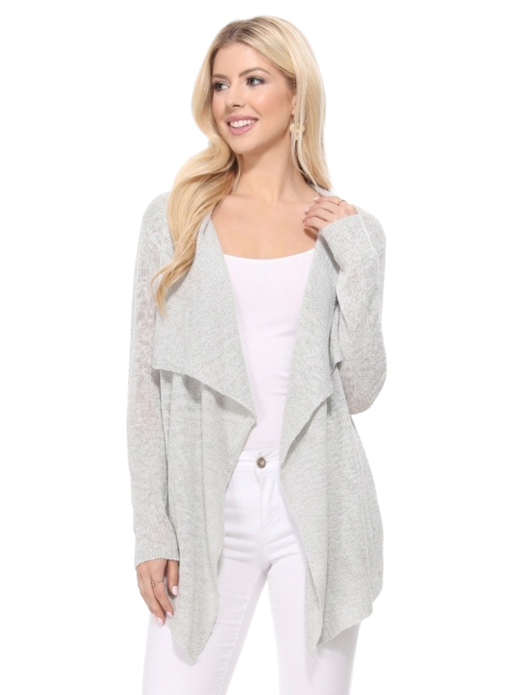 Long Sleeve Soft Sheer Slub Open Front Summer Cardigan MK8080 (S-L)