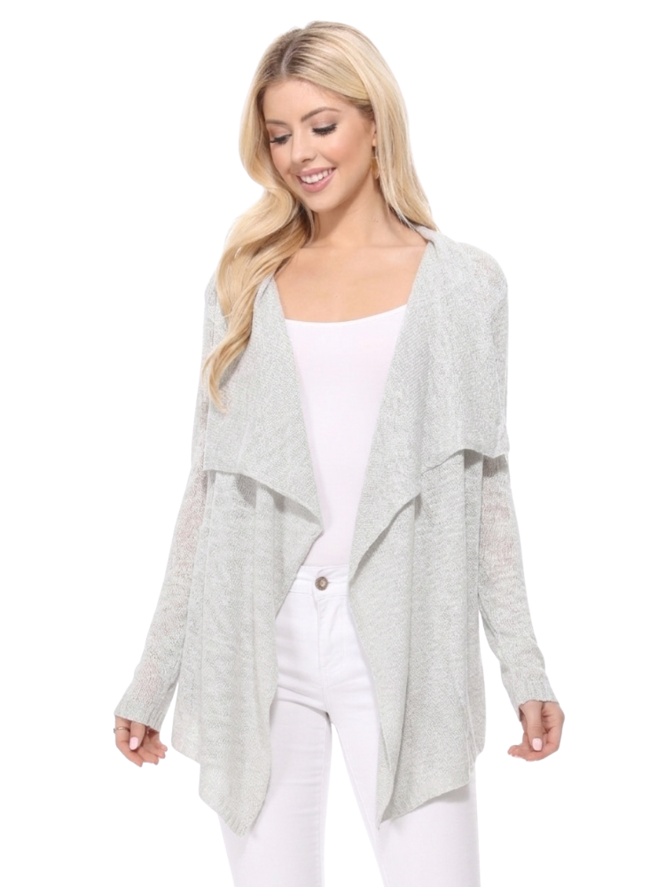 Long Sleeve Soft Sheer Slub Open Front Summer Cardigan MK8080 (S-L)