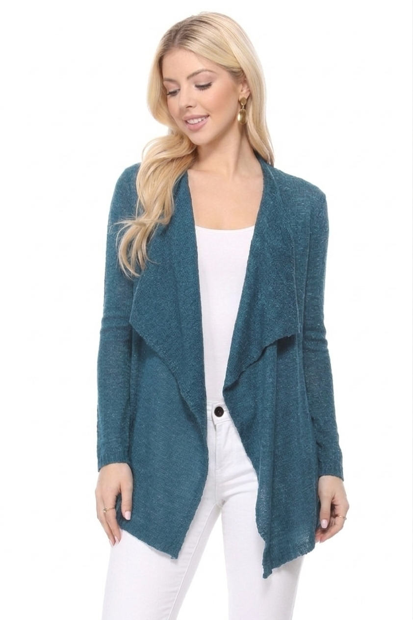 Long Sleeve Soft Sheer Slub Open Front Summer Cardigan MK8080 (S-L)