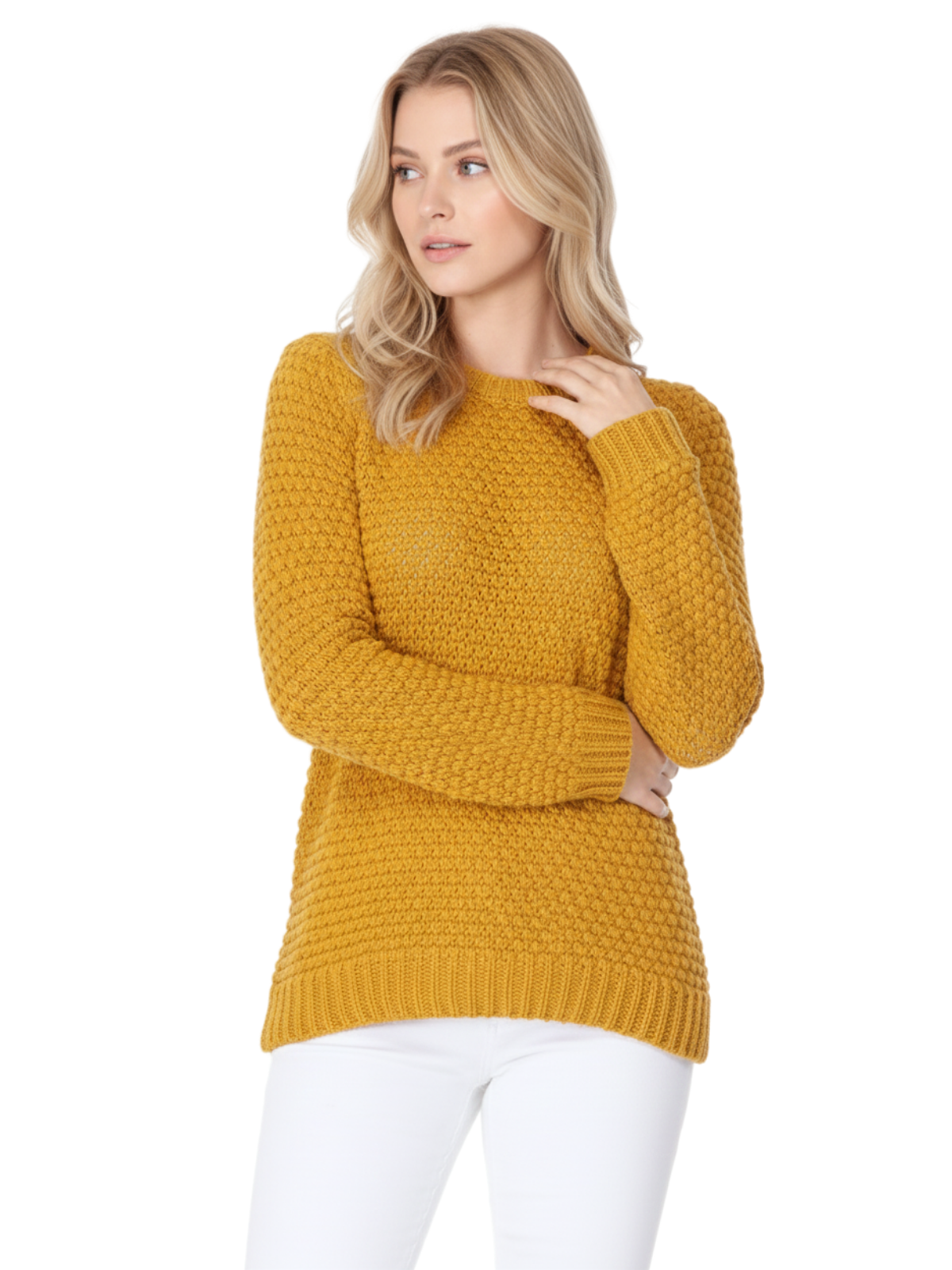 Pop Corn Stitch Long Sleeve Casual Sweater Top MK8114