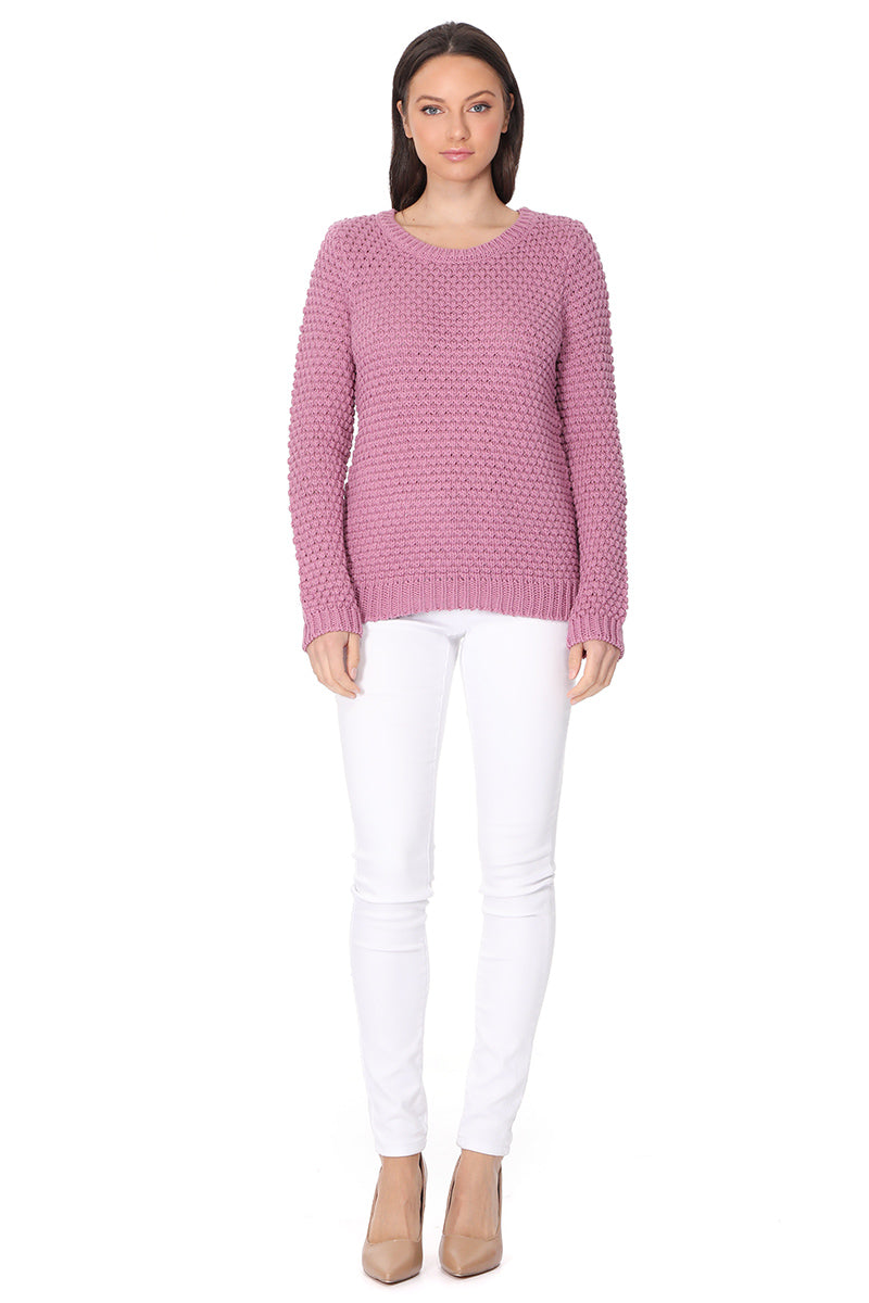 Pop Corn Stitch Long Sleeve Casual Sweater Top MK8114