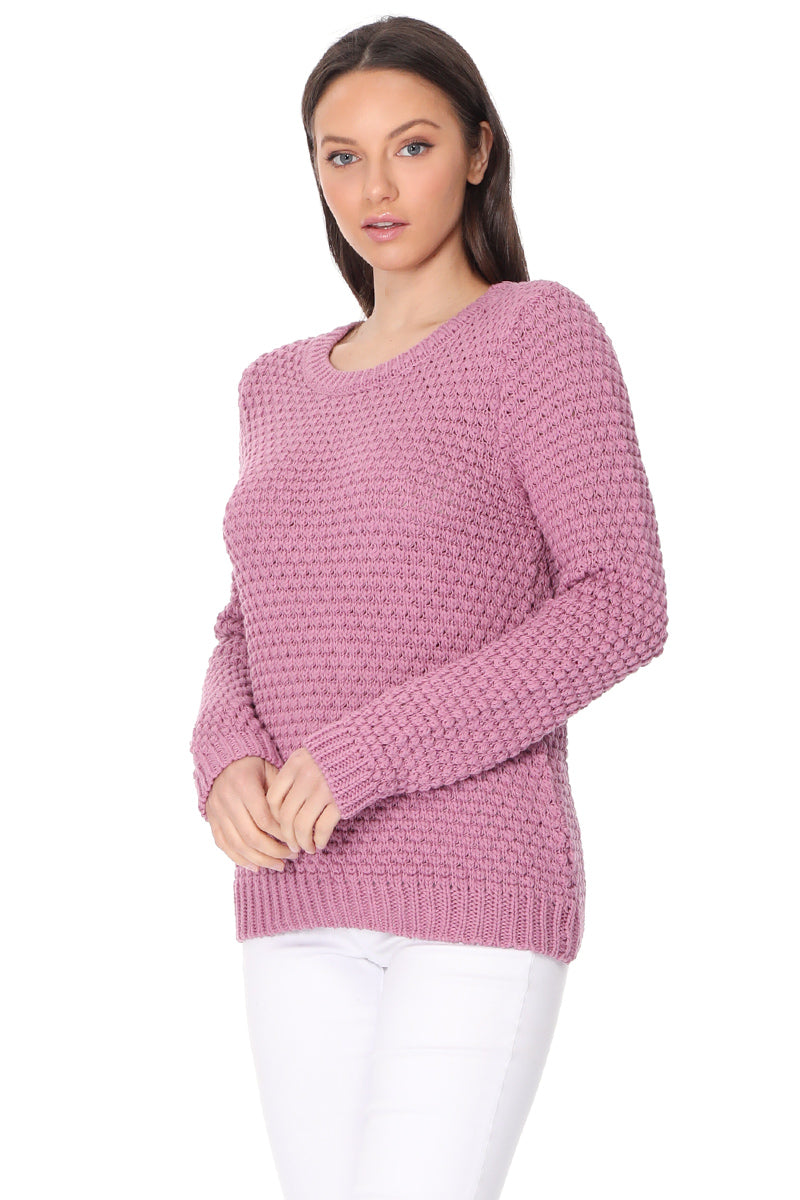 Pop Corn Stitch Long Sleeve Casual Sweater Top MK8114