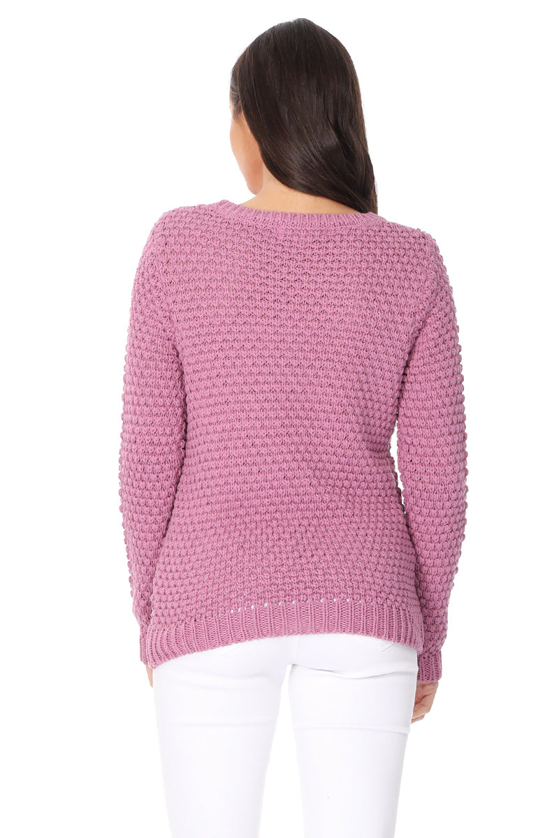 Pop Corn Stitch Long Sleeve Casual Sweater Top MK8114