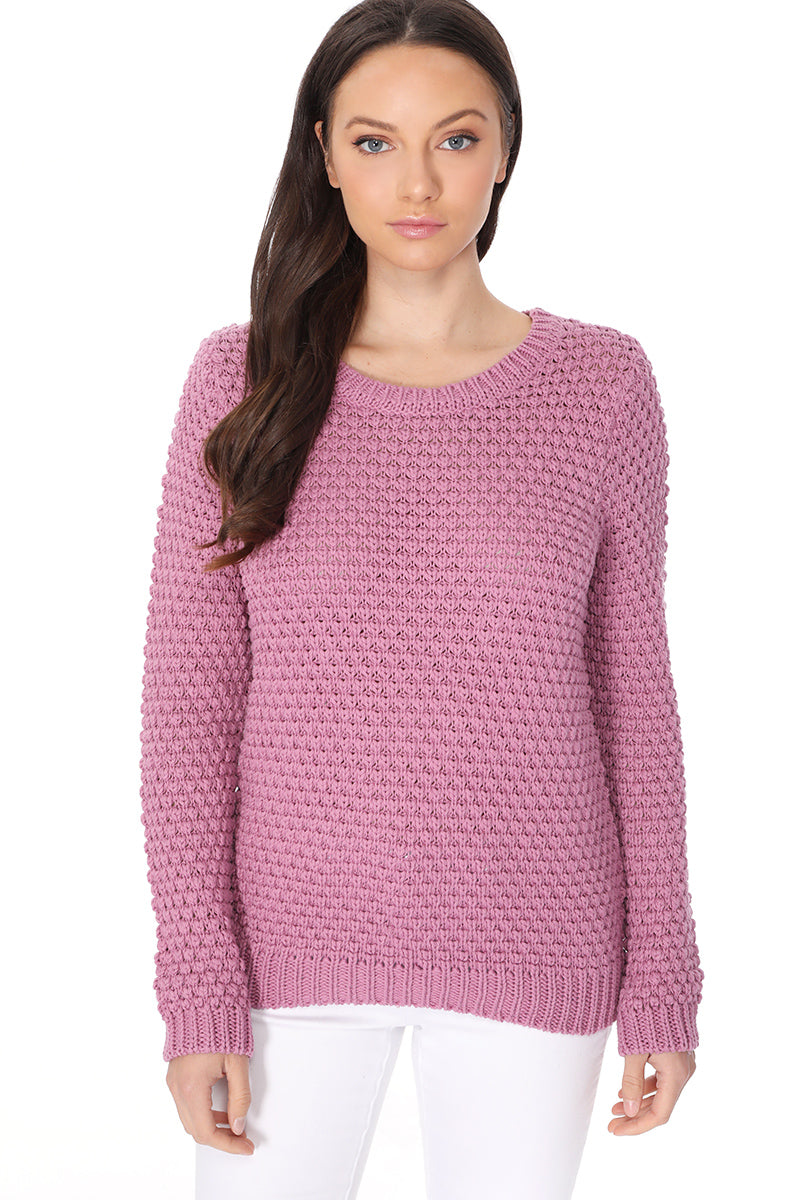 Pop Corn Stitch Long Sleeve Casual Sweater Top MK8114