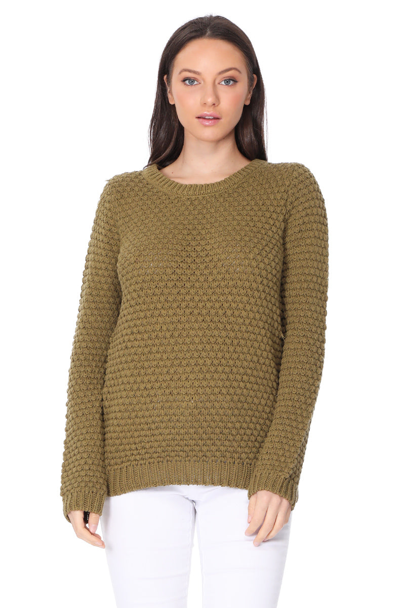 Pop Corn Stitch Long Sleeve Casual Sweater Top MK8114