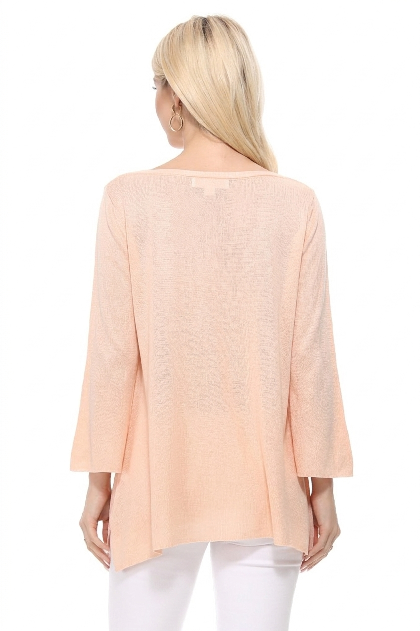Semi See-through Boat neck Hi-Low Knit Top MK8139 (S-L)