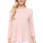 Semi See-through Boat neck Hi-Low Knit Top MK8139 (S-L)