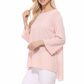 Semi See-through Boat neck Hi-Low Knit Top MK8139 (S-L)