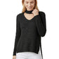 V-Neck Choker Style Side Slit Casual Knit Pullover Sweater MK8143 (S-L)